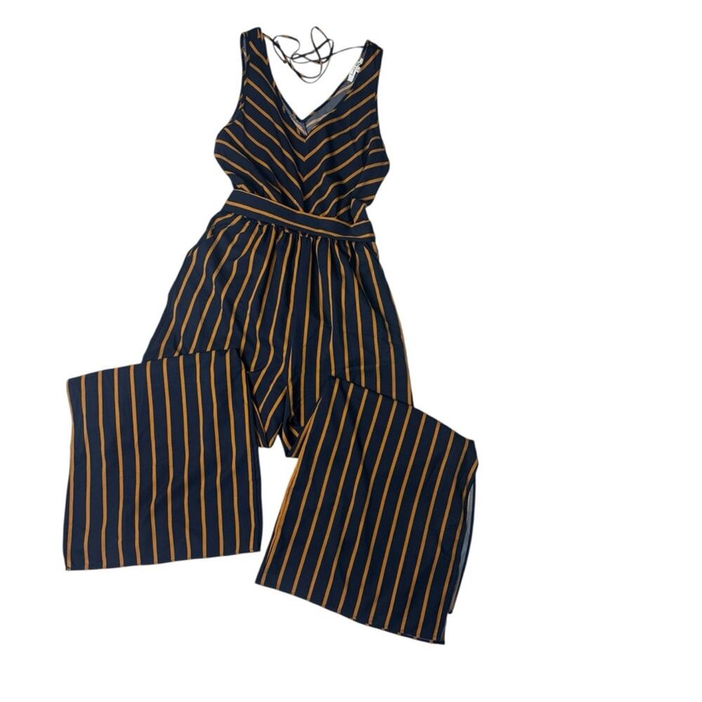 Purple Snow Striped Black and Gold Jumpsuit